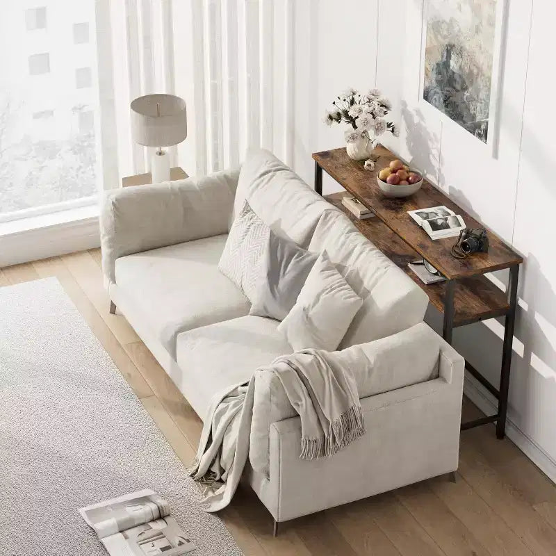 Table d'entrée GustoWave, Consoles avec rangement, Table de canapé rustique de 99,8 cm avec étagère réglable pour salon, couloir