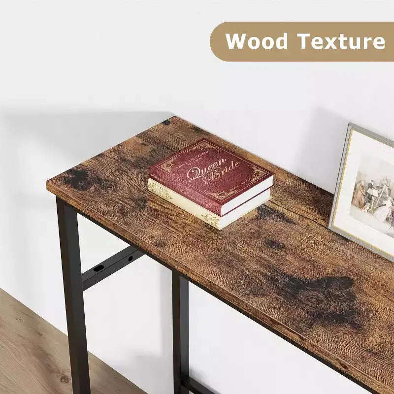 Table d'entrée GustoWave, Consoles avec rangement, Table de canapé rustique de 99,8 cm avec étagère réglable pour salon, couloir