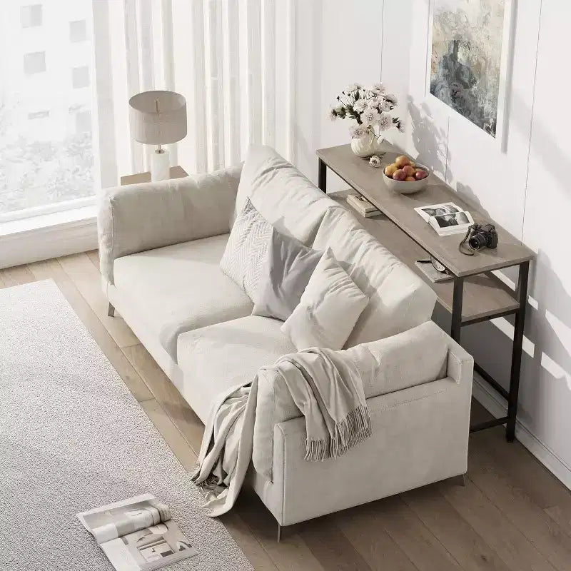 Table d'entrée GustoWave, Consoles avec rangement, Table de canapé rustique de 99,8 cm avec étagère réglable pour salon, couloir