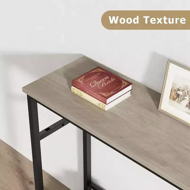 Table d'entrée GustoWave, Consoles avec rangement, Table de canapé rustique de 99,8 cm avec étagère réglable pour salon, couloir