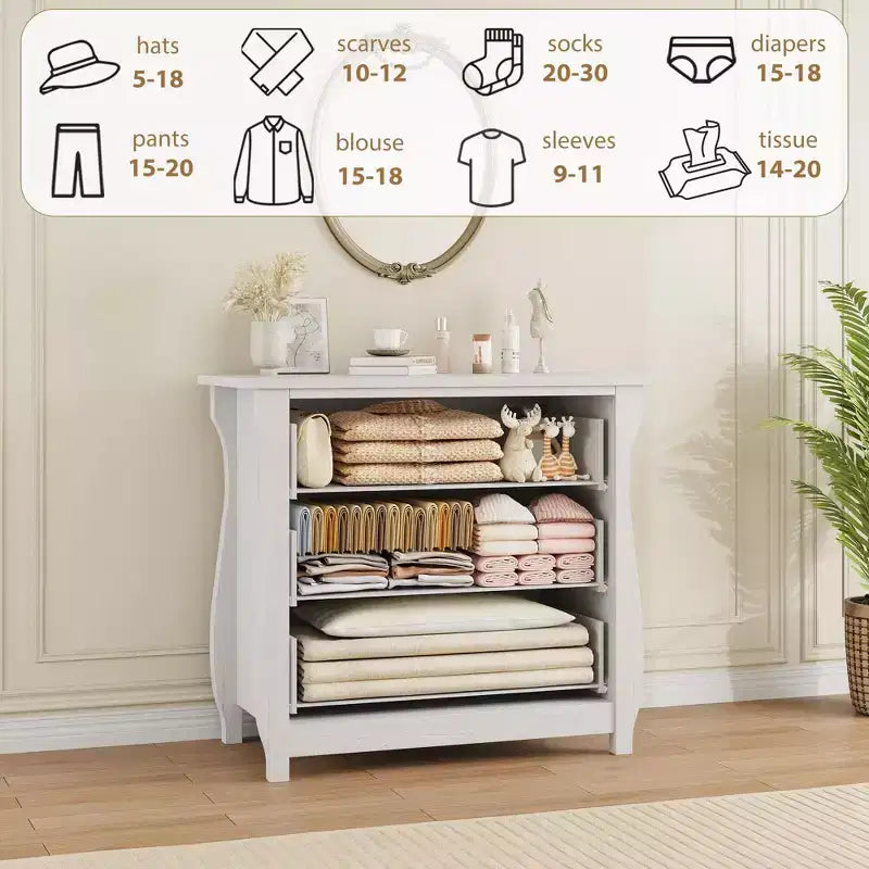 Commode Moderne en Bois à 3 Tiroirs pour Chambre, avec Poignées en Anneau en Métal Noir pour Salon, Entrée, Couloir
