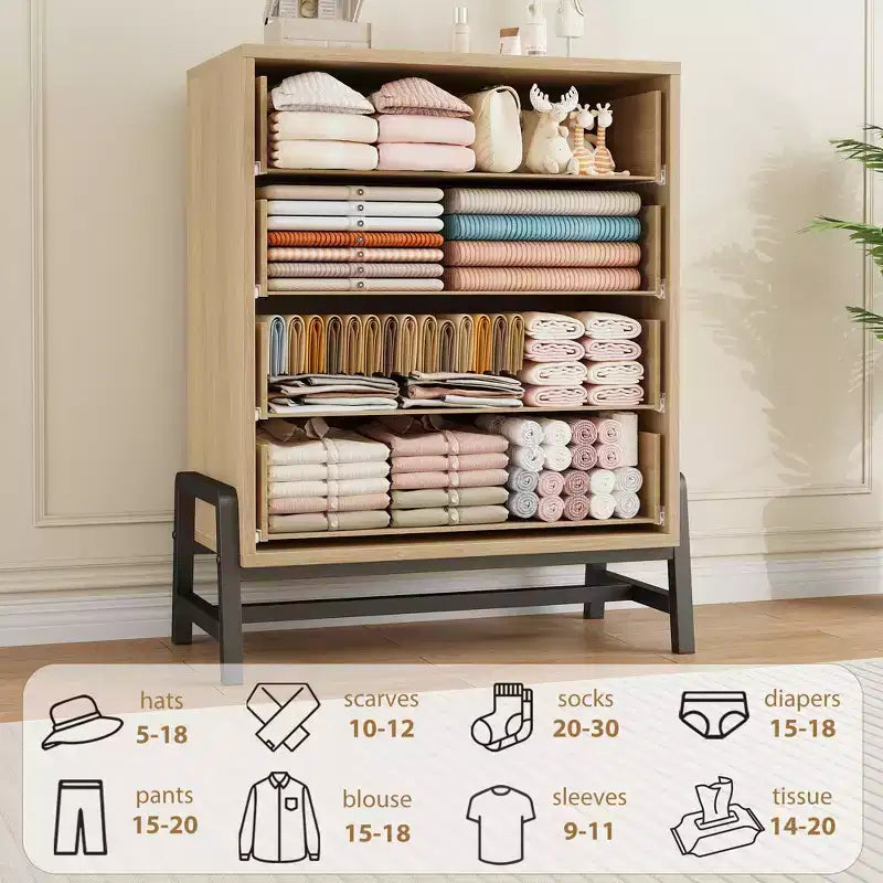 Commode en bois de 98 cm de haut avec rangement, autonome pour salon, chambre, entrée