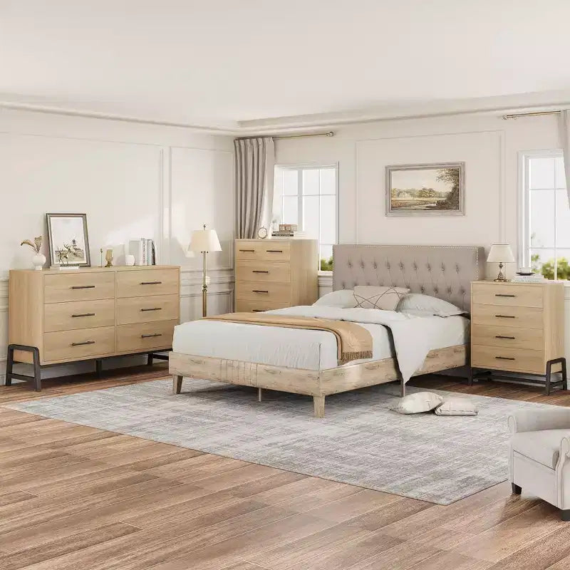 Commode en bois de 98 cm de haut avec rangement, autonome pour salon, chambre, entrée