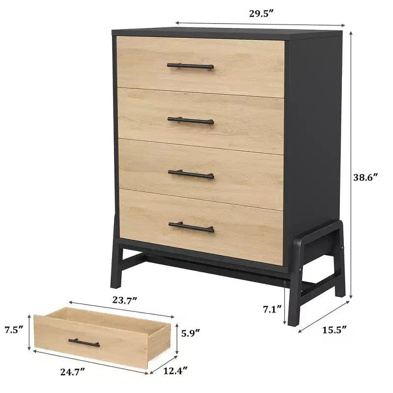 Commode en bois de 98 cm de haut avec rangement, autonome pour salon, chambre, entrée