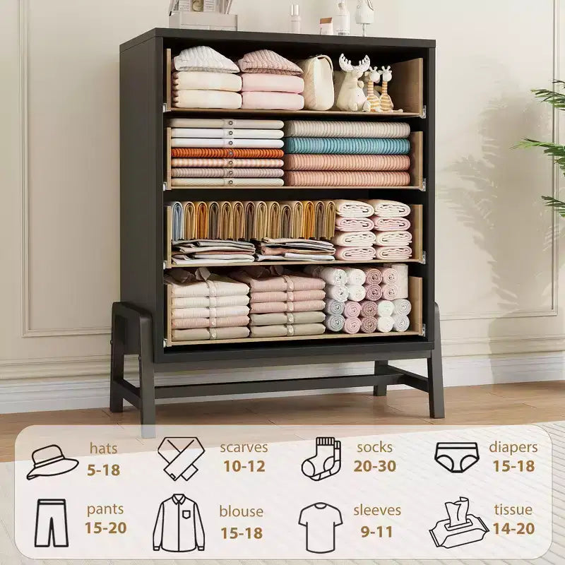 Commode en bois de 98 cm de haut avec rangement, autonome pour salon, chambre, entrée