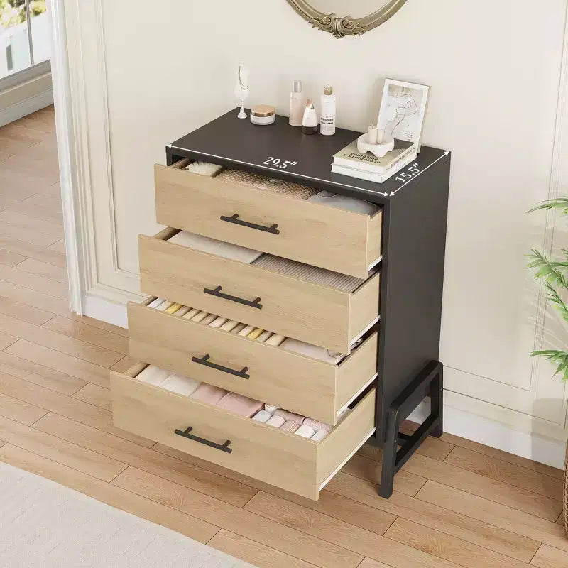 Commode en bois de 98 cm de haut avec rangement, autonome pour salon, chambre, entrée