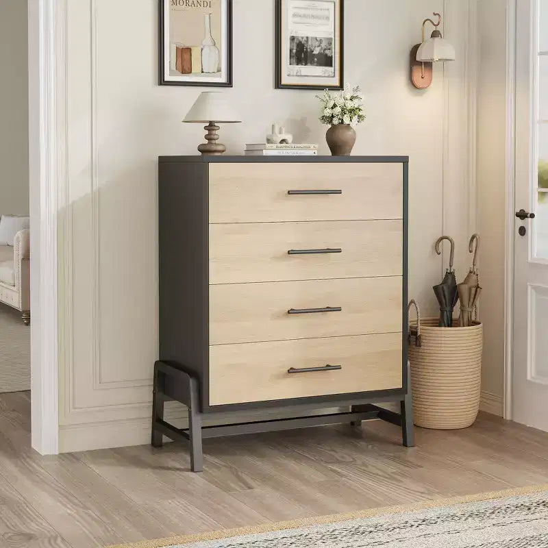 Wooden 38.6 Tall Dresser with Storage Freestanding for Living Room, Bedroom, Entryway