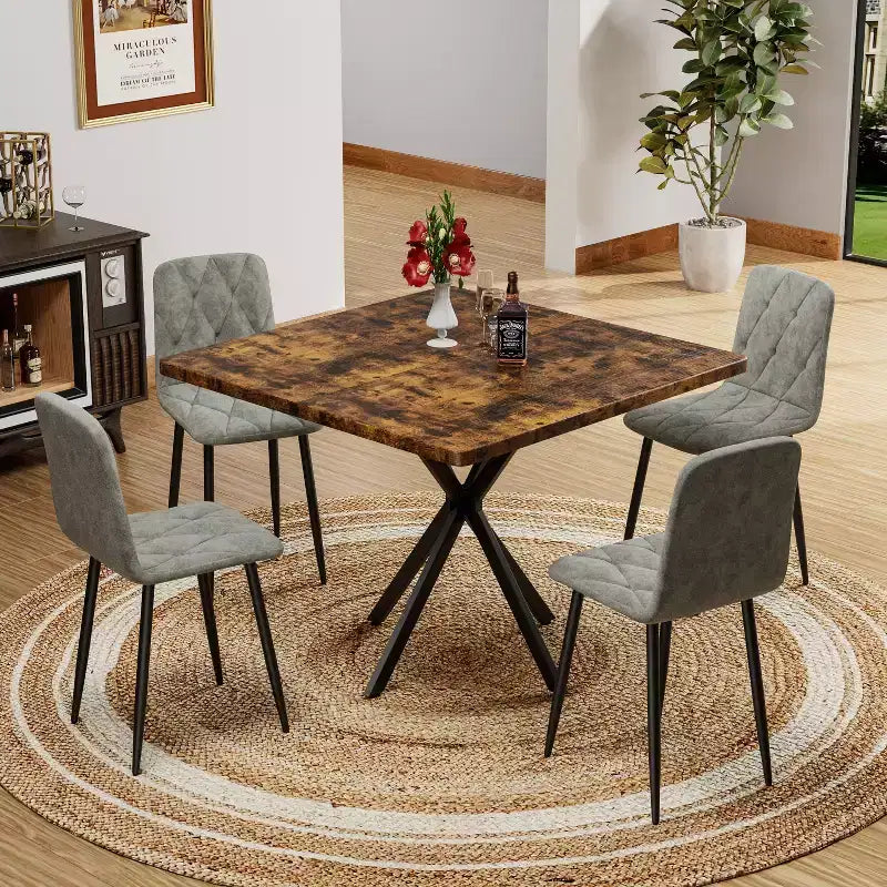 Okak 38.6IN Table de salle à manger carrée élégante pour 6 personnes, table de cuisine peu encombrante, petite table pour cuisine, salle à manger, bureau