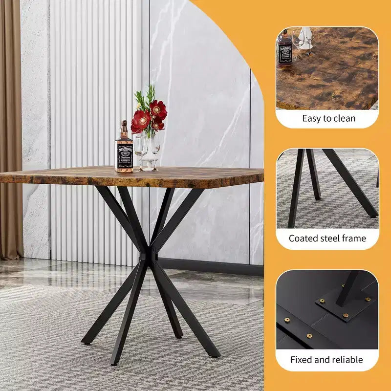 Okak 38.6IN Table de salle à manger carrée élégante pour 6 personnes, table de cuisine peu encombrante, petite table pour cuisine, salle à manger, bureau