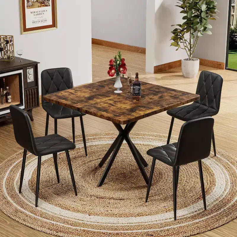 Okak 38.6IN Table de salle à manger carrée élégante pour 6 personnes, table de cuisine peu encombrante, petite table pour cuisine, salle à manger, bureau