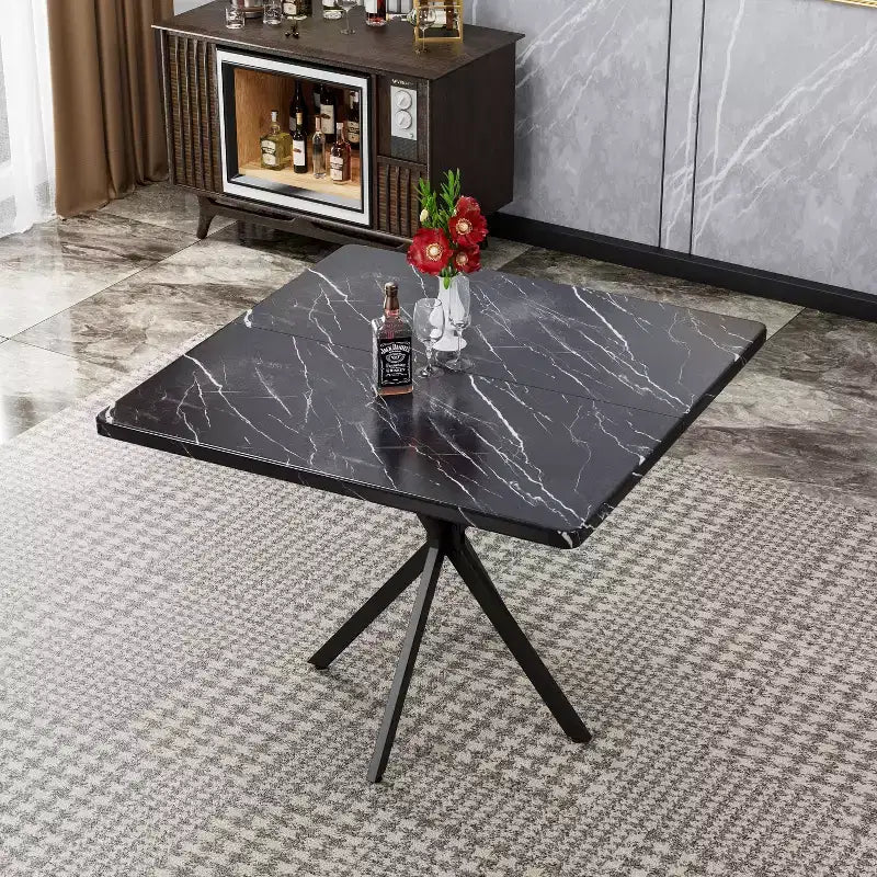 Okak 38.6IN Table de salle à manger carrée élégante pour 6 personnes, table de cuisine peu encombrante, petite table pour cuisine, salle à manger, bureau
