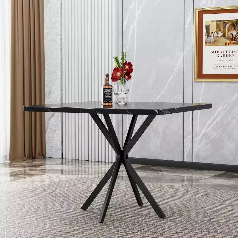 Okak 38.6IN Table de salle à manger carrée élégante pour 6 personnes, table de cuisine peu encombrante, petite table pour cuisine, salle à manger, bureau