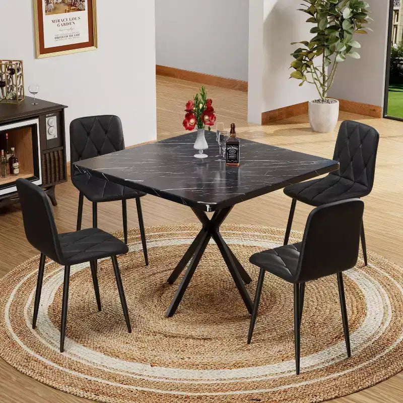 Okak 38.6IN Table de salle à manger carrée élégante pour 6 personnes, table de cuisine peu encombrante, petite table pour cuisine, salle à manger, bureau