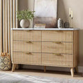 Fluted Dresser for Bedroom with 6 Deep Drawers, 47.2 in Wide Modern Chest of Drawers, Wooden Dresser TV Stand, Curved Profile Design, for Living Room