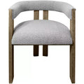 HomeRoots Gray and Brown Upholstered Boucle Open Back Dining Arm Chair