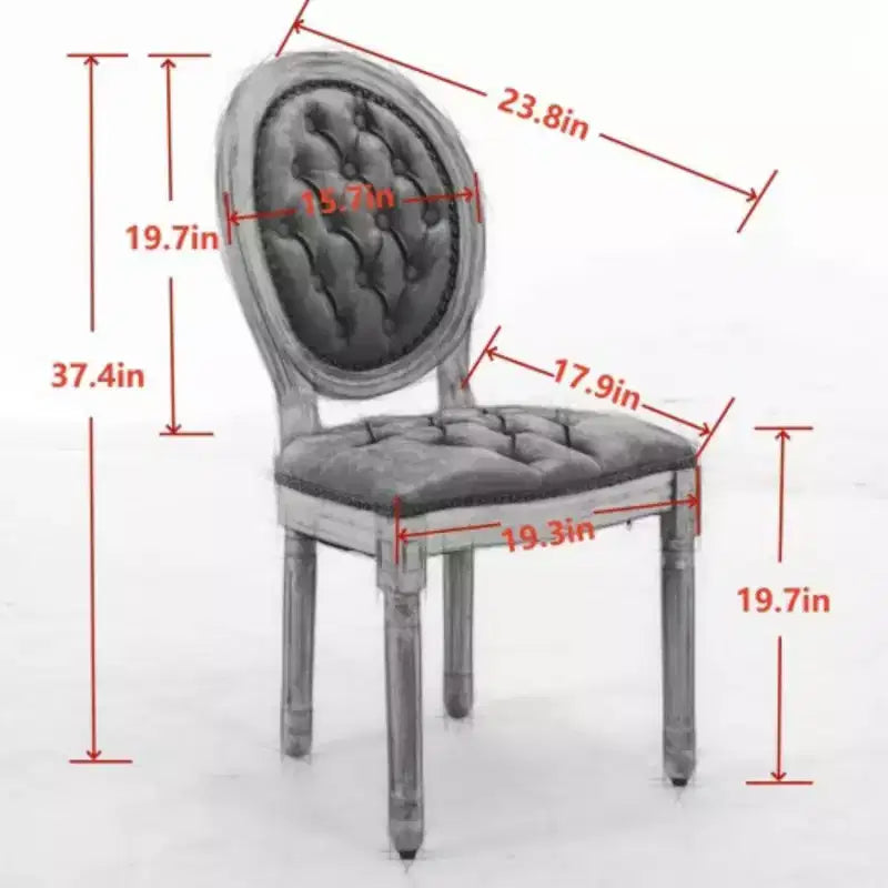 Chaises de salle à manger lot de 2 avec cadre en bois massif, chaises de salle à manger rembourrées, style campagnard français