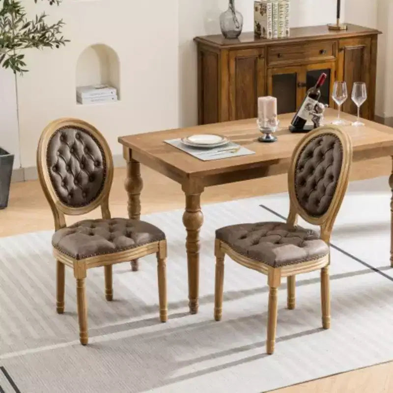 Chaises de salle à manger lot de 2 avec cadre en bois massif, chaises de salle à manger rembourrées, style campagnard français