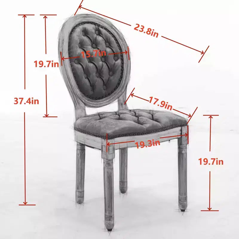Chaises de salle à manger lot de 2 avec cadre en bois massif, chaises de salle à manger rembourrées, style campagnard français
