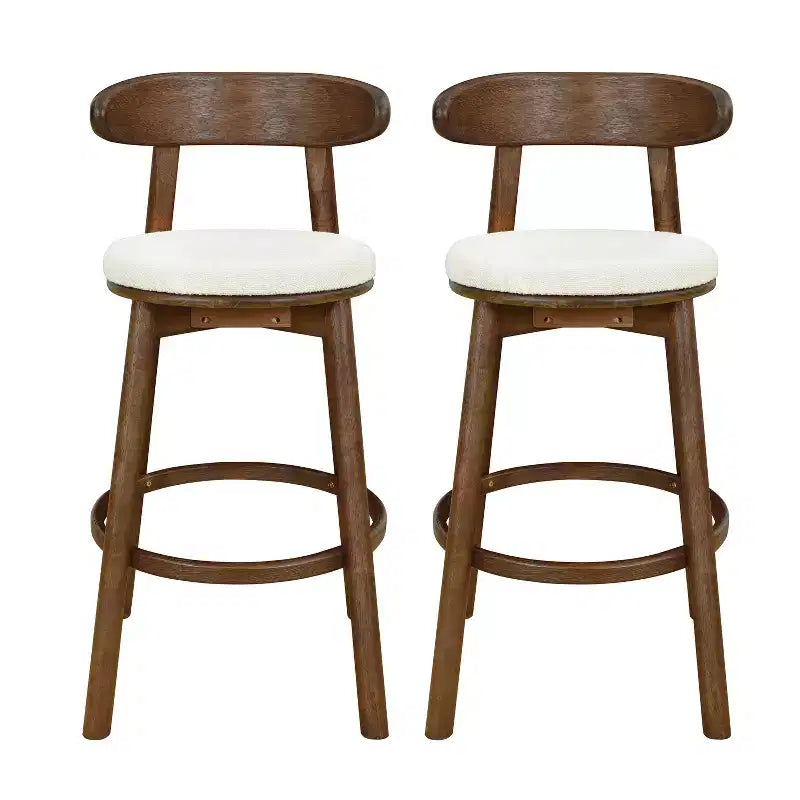 Christopher Knight Home Alonso Tabourets de bar rembourrés ronds en bois d'hévéa (Lot de 2)