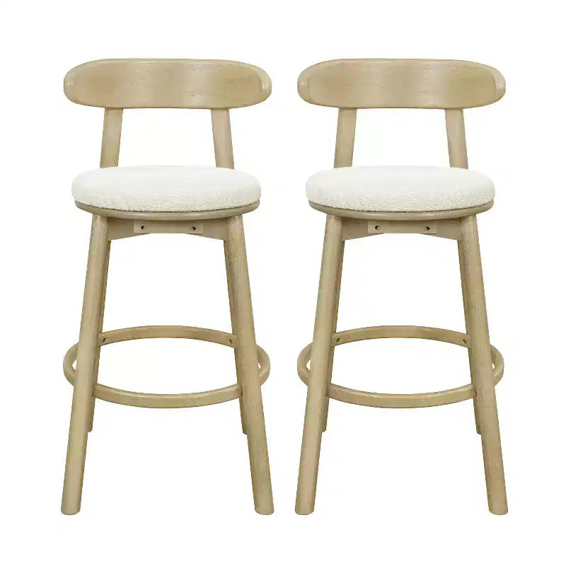 Christopher Knight Home Alonso Tabourets de bar rembourrés ronds en bois d'hévéa (Lot de 2)