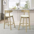 Christopher Knight Home Alonso Round Rubberwood upholstered Barstools (Set of 2)