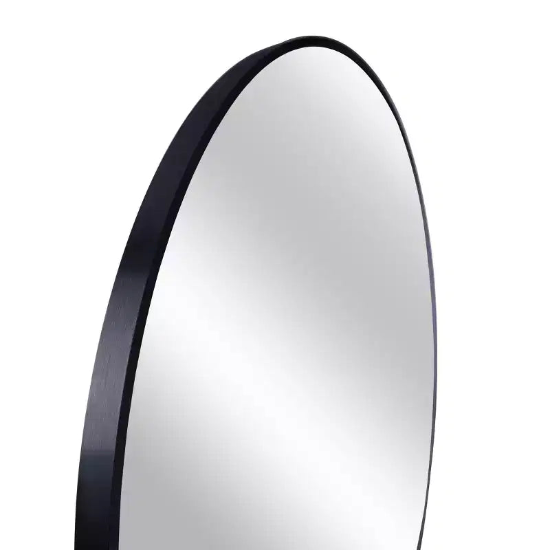 Miroir mural rond encadré en alliage d'aluminium noir de 20 pouces pour salle de bain, chambre à coucher, entrée et salon
