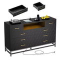 Storage cabinet, wooden five-drawer chest that doubles as a 55-inch TV stand with LED lighting, suitable for living rooms and hallways.
