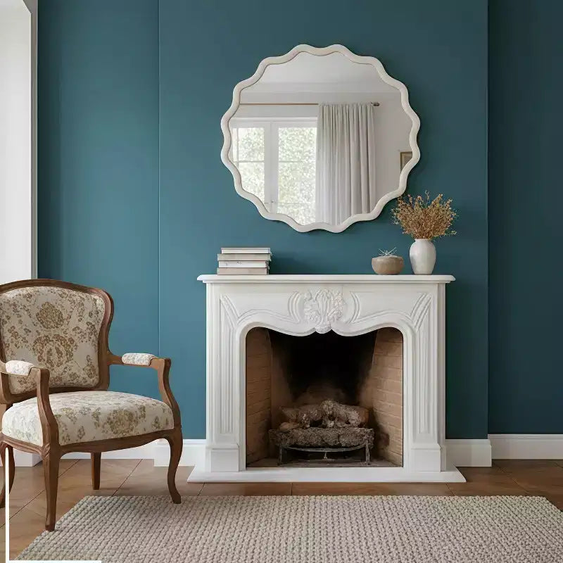 PexFix 30 Miroir décoratif mural en bois massif ondulé rond, style ferme moderne, pour chambre à coucher, salle de bain, salon, entrée, blanc