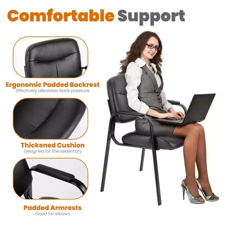 Chaise de bureau moderne Okak avec accoudoirs rembourrés, chaise d'ordinateur avec cadre en métal, fauteuil confortable en similicuir pour salle de lecture, bureau, bureau