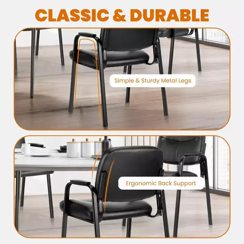 Chaise de bureau moderne Okak avec accoudoirs rembourrés, chaise d'ordinateur avec cadre en métal, fauteuil confortable en similicuir pour salle de lecture, bureau, bureau
