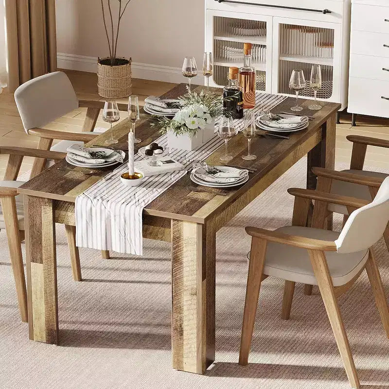 Table de salle à manger, style campagnard, pour 4 à 6 personnes, 160 cm, rectangulaire, en bois, convient pour la salle à manger et la cuisine.