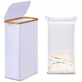 Generic Slim Laundry Basket with Lid, Narrow Laundry Hamper . Skinny Dirty Clothes Basket 75L White