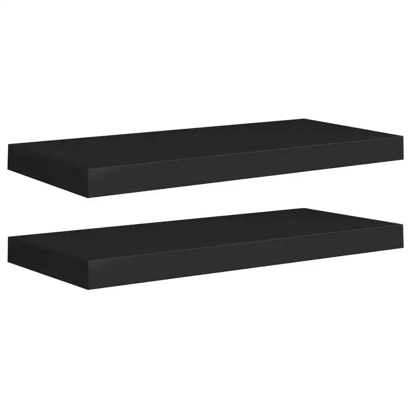 Lot de 2 étagères murales hexagonales en MDF et métal noir, taille moyenne