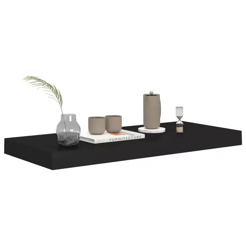 Lot de 2 étagères murales hexagonales en MDF et métal noir, taille moyenne
