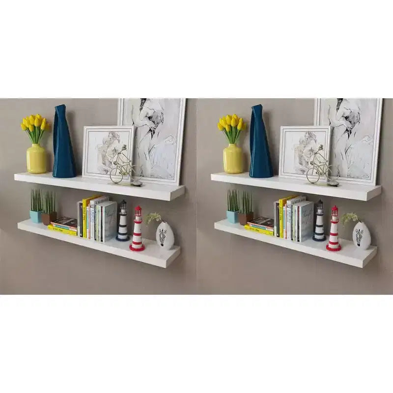 Wall Rack Set of 4 White MDF with a matte finish 39.4 in long