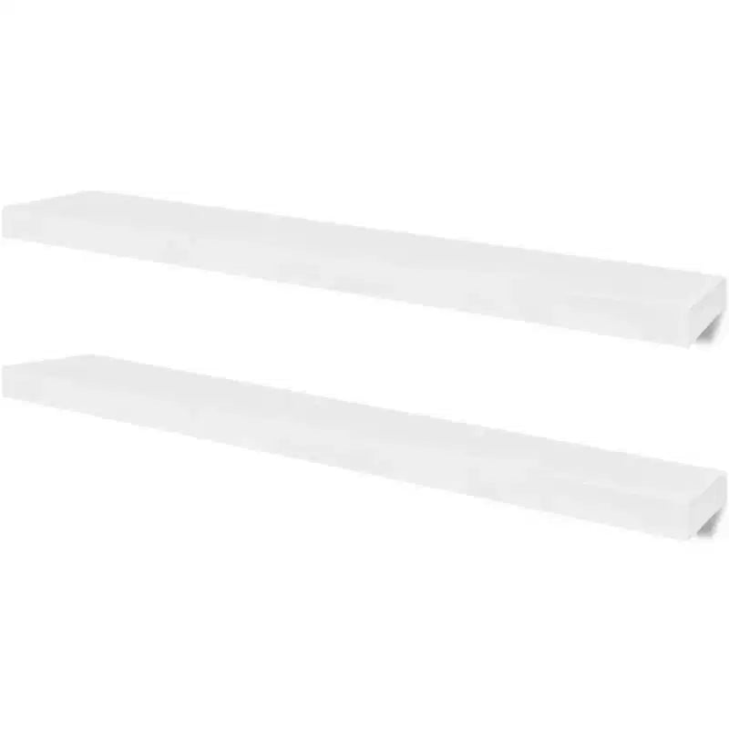 Lot de 4 étagères murales en MDF blanc mat, 100 cm de long