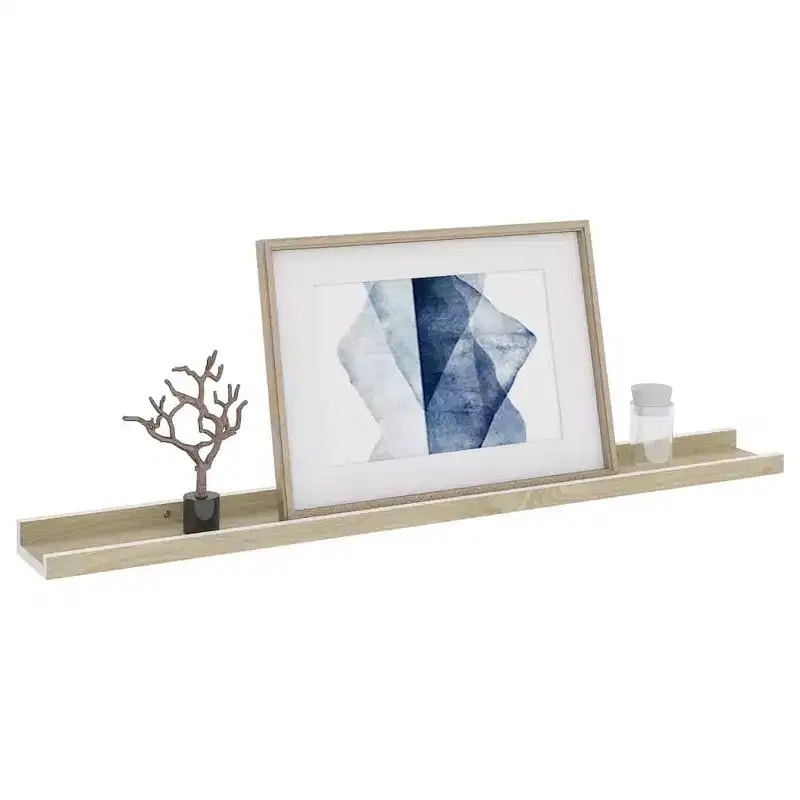 Étagère murale, lot de 4, MDF, blanc et chêne Sonoma, taille M