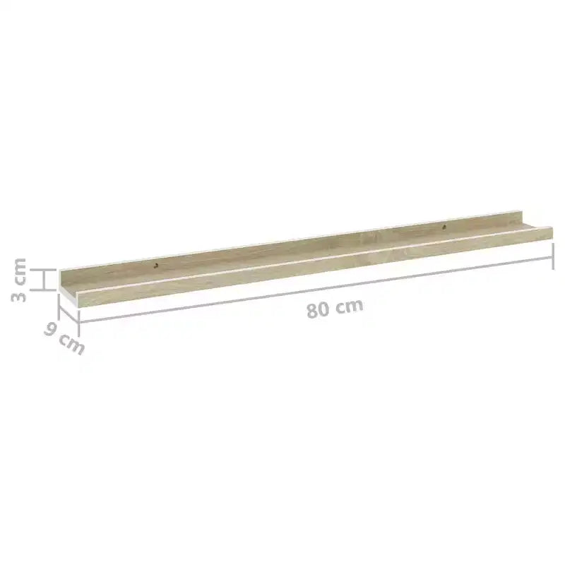 Étagère murale, lot de 4, MDF, blanc et chêne Sonoma, taille M