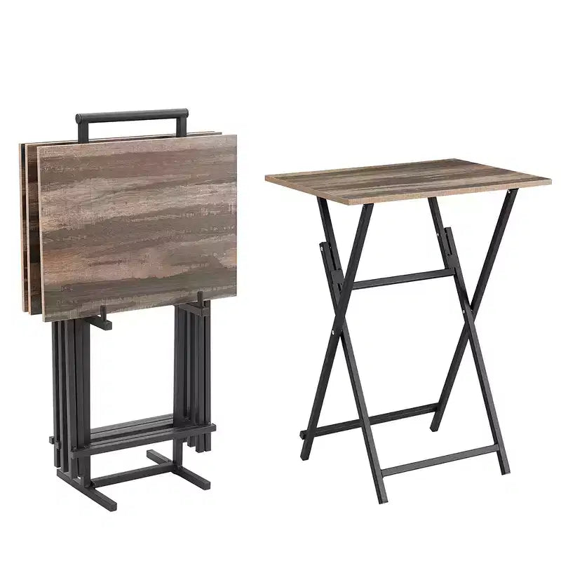 Folding TV Tray Tables, Industrial Side Table,For Small Space, Dorm Rooms, Outdoor
