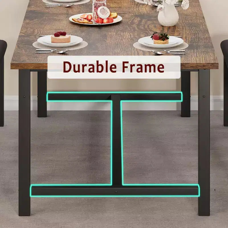 Ensemble table de salle à manger 3 pièces pour 4-6 personnes, grande table de cuisine extensible 120-160 cm avec 2 bancs rembourrés, marron