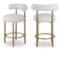 Meridian Furniture,Bordeaux Cream Boucle Fabric Stool, Set of 2