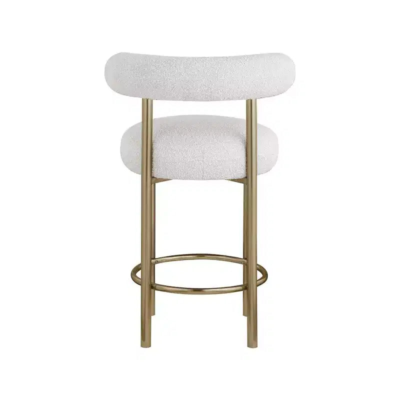Meridian Furniture, Tabouret en tissu bouclé crème Bordeaux, Lot de 2