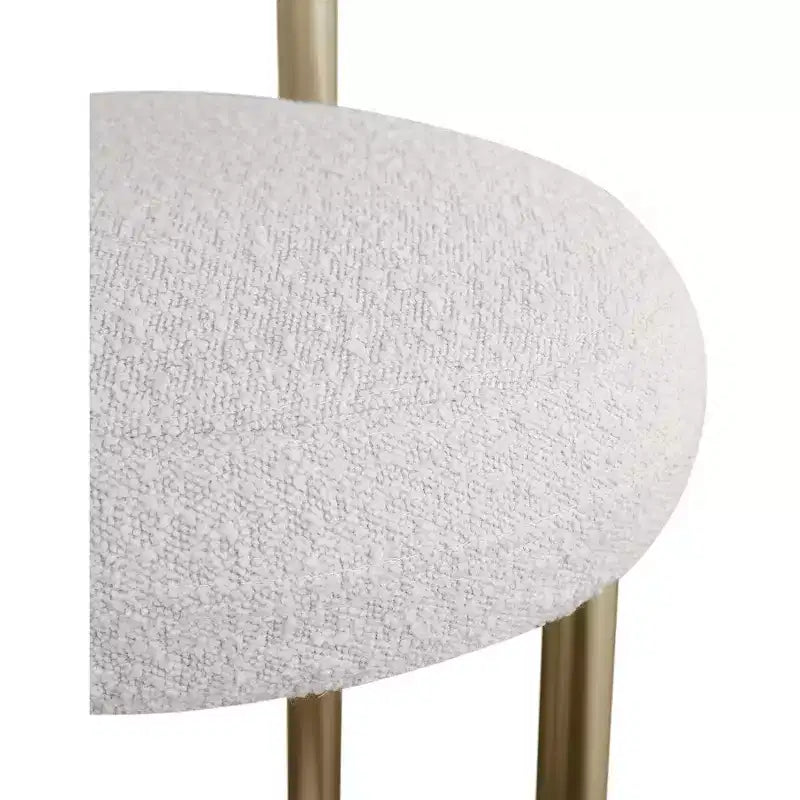 Meridian Furniture, Tabouret en tissu bouclé crème Bordeaux, Lot de 2