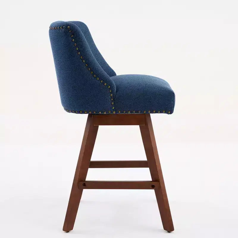 Lot de 2 tabourets de bar pivotants Okak 26H rembourrés à hauteur de comptoir, tabourets de comptoir en bois pour îlot de cuisine et salle à manger