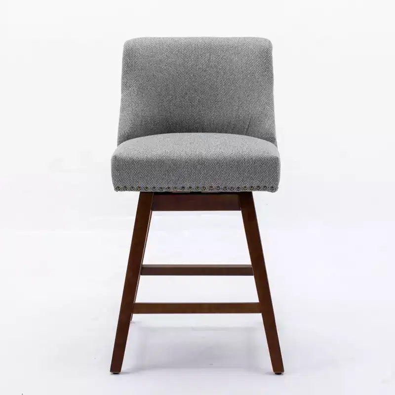 Lot de 2 tabourets de bar pivotants Okak 26H rembourrés à hauteur de comptoir, tabourets de comptoir en bois pour îlot de cuisine et salle à manger