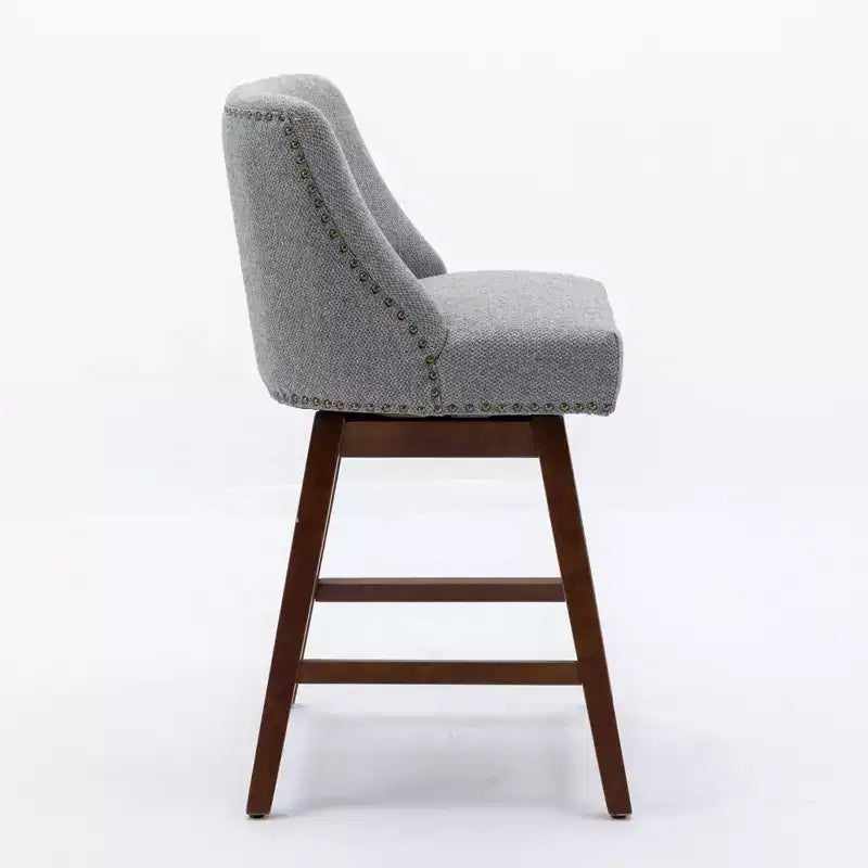 Lot de 2 tabourets de bar pivotants Okak 26H rembourrés à hauteur de comptoir, tabourets de comptoir en bois pour îlot de cuisine et salle à manger