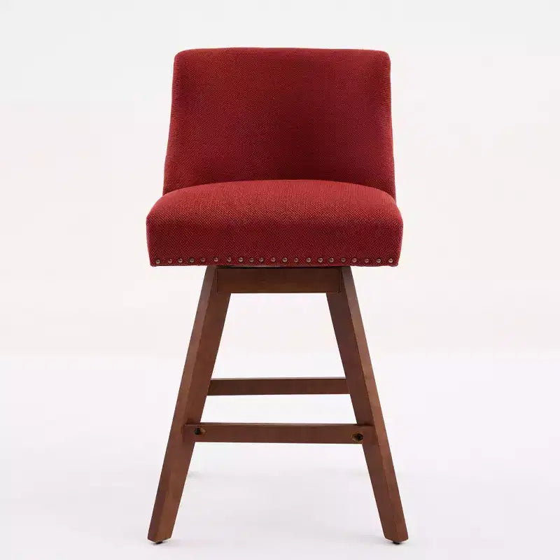 Lot de 2 tabourets de bar pivotants Okak 26H rembourrés à hauteur de comptoir, tabourets de comptoir en bois pour îlot de cuisine et salle à manger