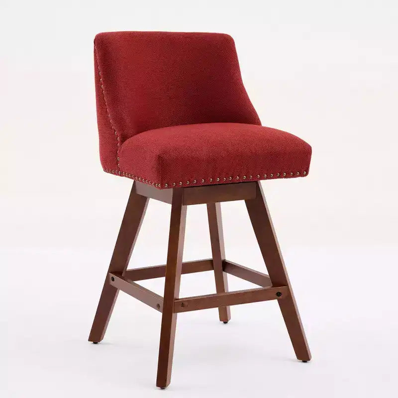 Lot de 2 tabourets de bar pivotants Okak 26H rembourrés à hauteur de comptoir, tabourets de comptoir en bois pour îlot de cuisine et salle à manger