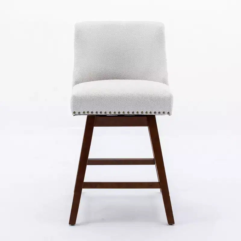 Lot de 2 tabourets de bar pivotants Okak 26H rembourrés à hauteur de comptoir, tabourets de comptoir en bois pour îlot de cuisine et salle à manger