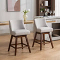 Okak 26H Swivel Upholstered Counter Height Bar Stools Set of 2, Wooden Counter Stools for Kitchen Island & Dining Room